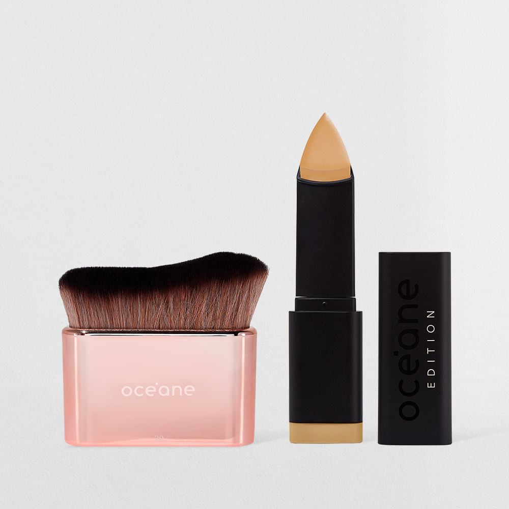 Kit Base em Bastão Desert + Pincel de Maquiagem Multifuncional (2 Produtos) em Oferta na Shopee