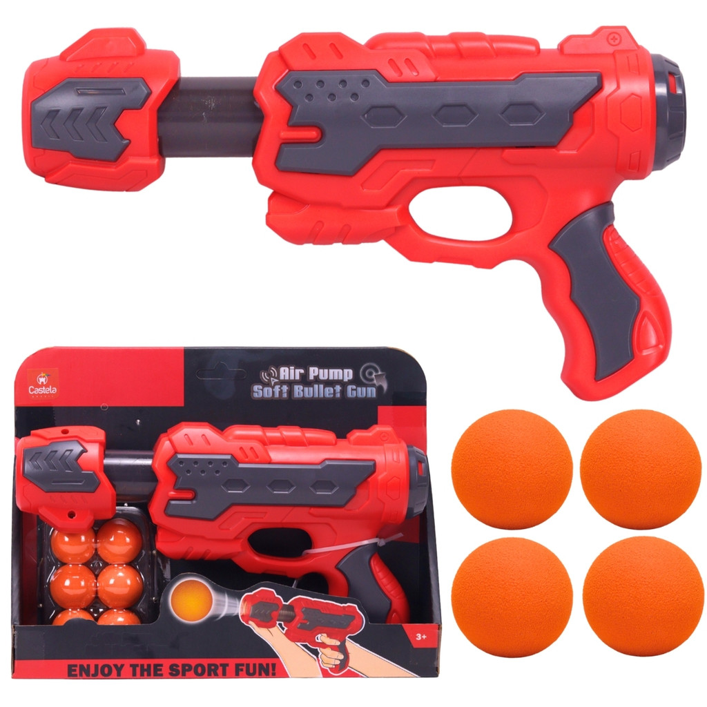 Lançador Arma De Pressão Com Bolinha Eva Vermelha Castela