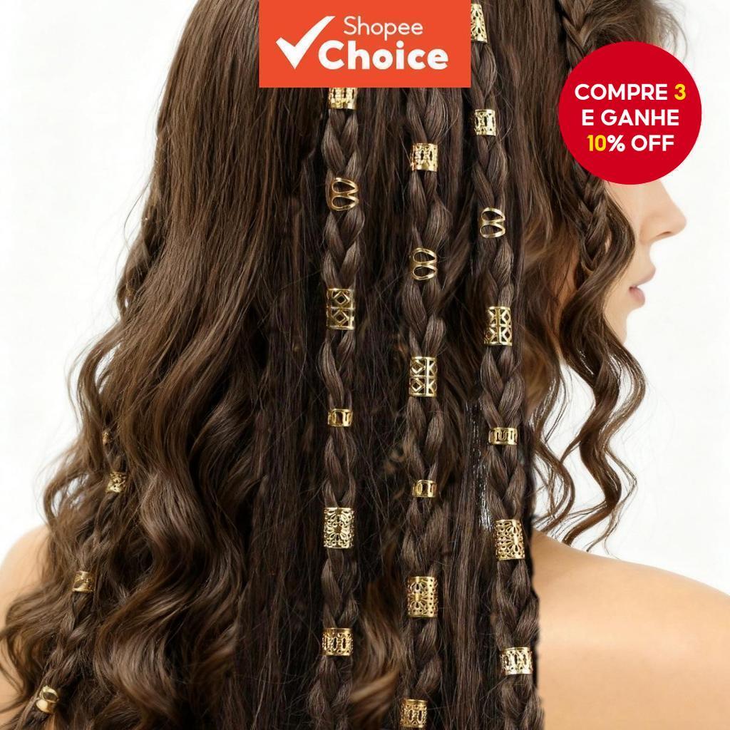 50 Peças DIY Dreadlock Extensões De Cabelo Anéis De Punho Acessórios De Aros Abertos De Metal em Oferta na Shopee