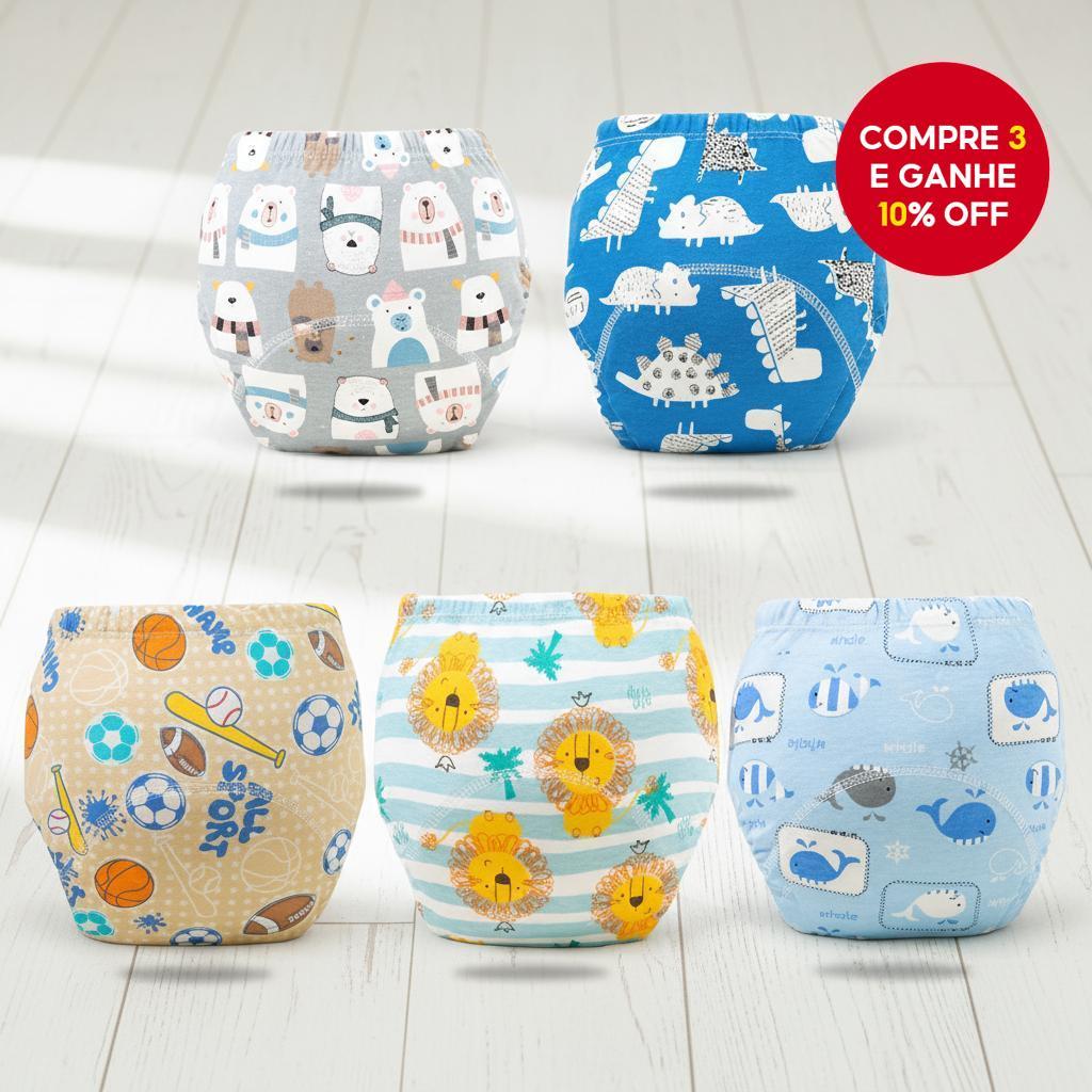  5 unidades/3 unidades Fraldas impermeáveis para bebê Calças de algodão puro laváveis para treinamento para meninos e