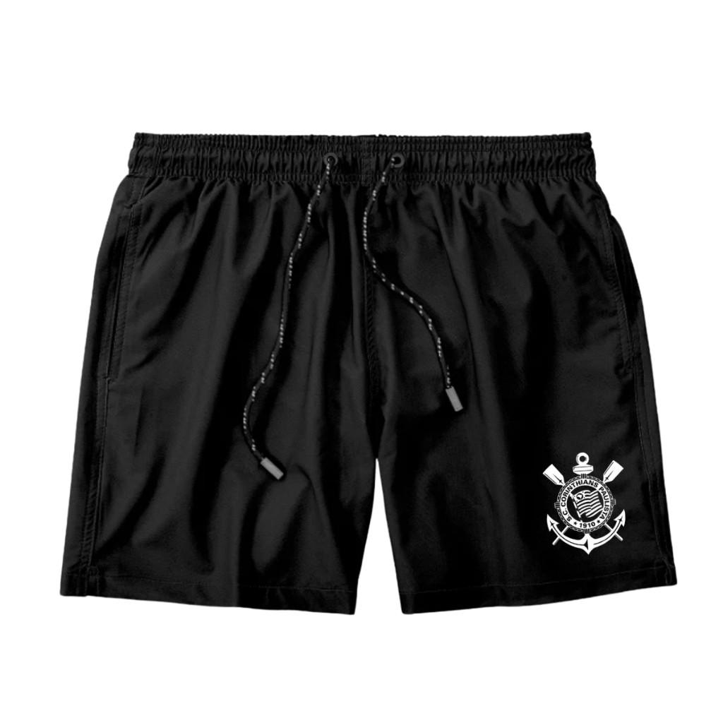 SHORT DRY FIT CORINTHIANS TACTEL ELASTANO ESPORTIVO FITNESS FIEL TIMÃO