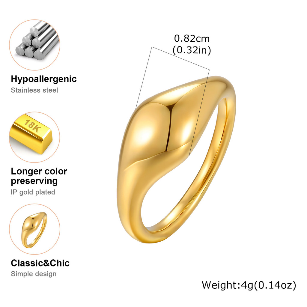 Anel De Superfície Lisa Irregular Vnox Para Mulheres E Meninas, Geométrico De Aço Inoxidável Dourado 18K Presente De Jo · foto 2