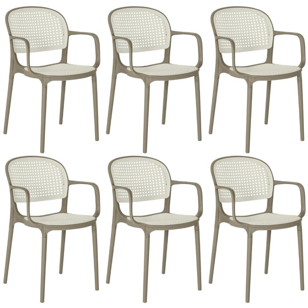 Kit 6 Cadeiras de Jantar Roma Prática com Braços para Sala e Cozinha em Oferta na Shopee