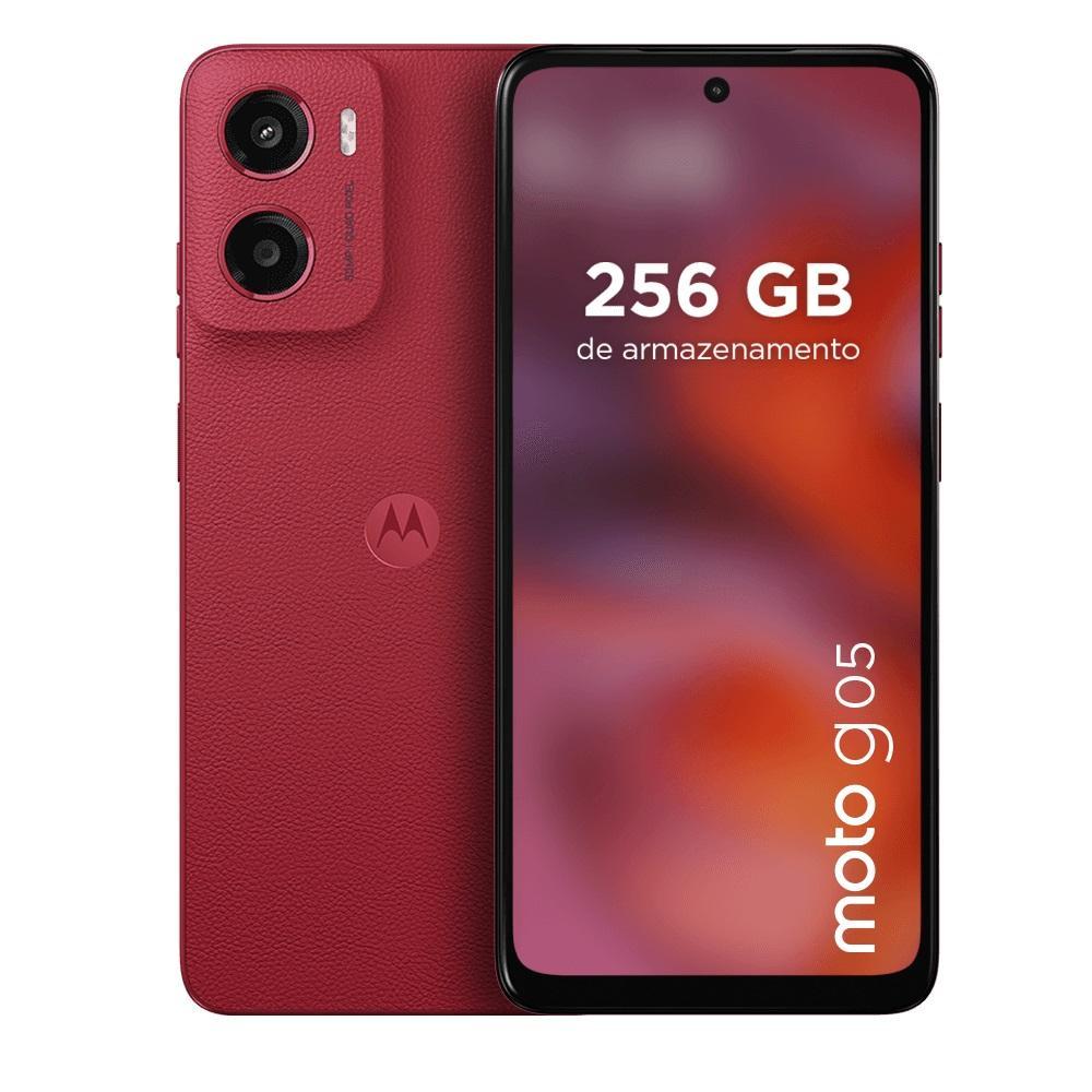 Smartphone Moto G05, 256GB, Tela 6.7", Câmera Traseira 50 MP, Vermelho, MOTOROLA