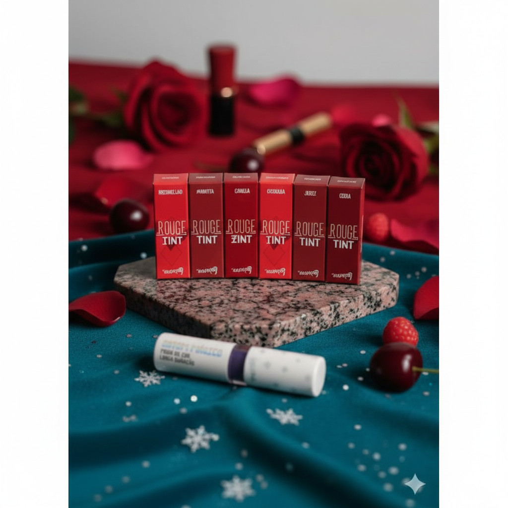 Kit Lábios Perfeitos Batom Mágico + Batom Liquido Rouge Tint Luisance - 6 Tons, Longa Duraçao
