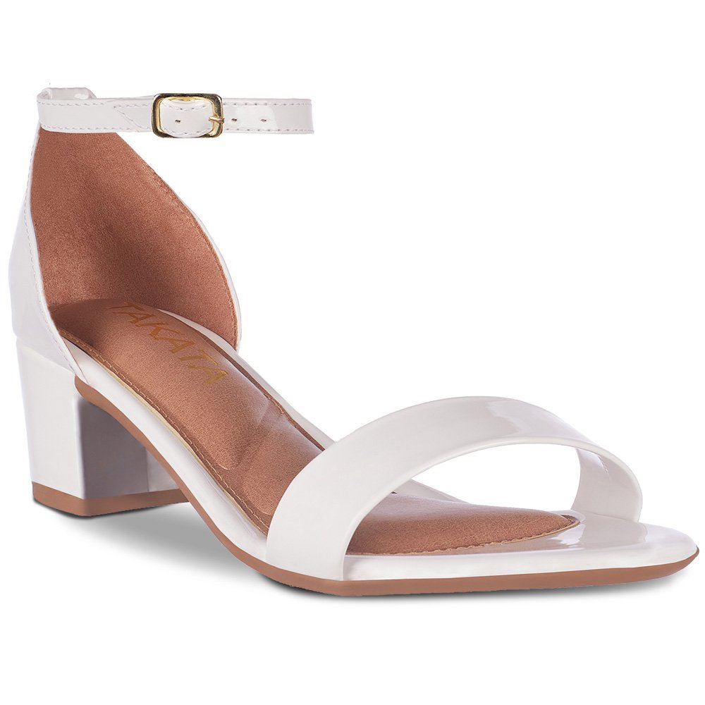 Sandália Feminina Salto Baixo Grosso Confortável em Verniz Elegante Verão em Oferta na Shopee