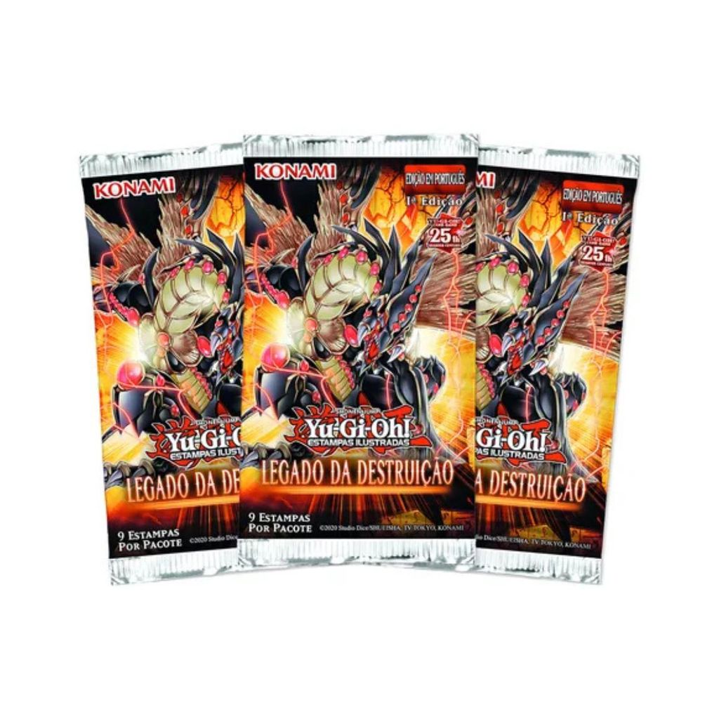 kit 3 booster 27 cartas yugioh legado da destruiçao pt