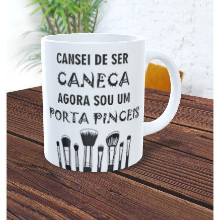 1 caneca Porta Pinceis e Maquiadora xicara porcelana ceramica xicara porcelana ceramica