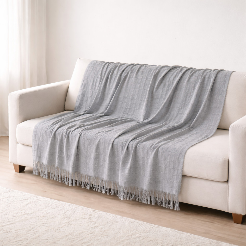 Manta Xale Manta Decorativo para Sofá e Cama Sala Quarto Casal Solteiro Franja Macia Lavável 100% Algodão Estilo Boho