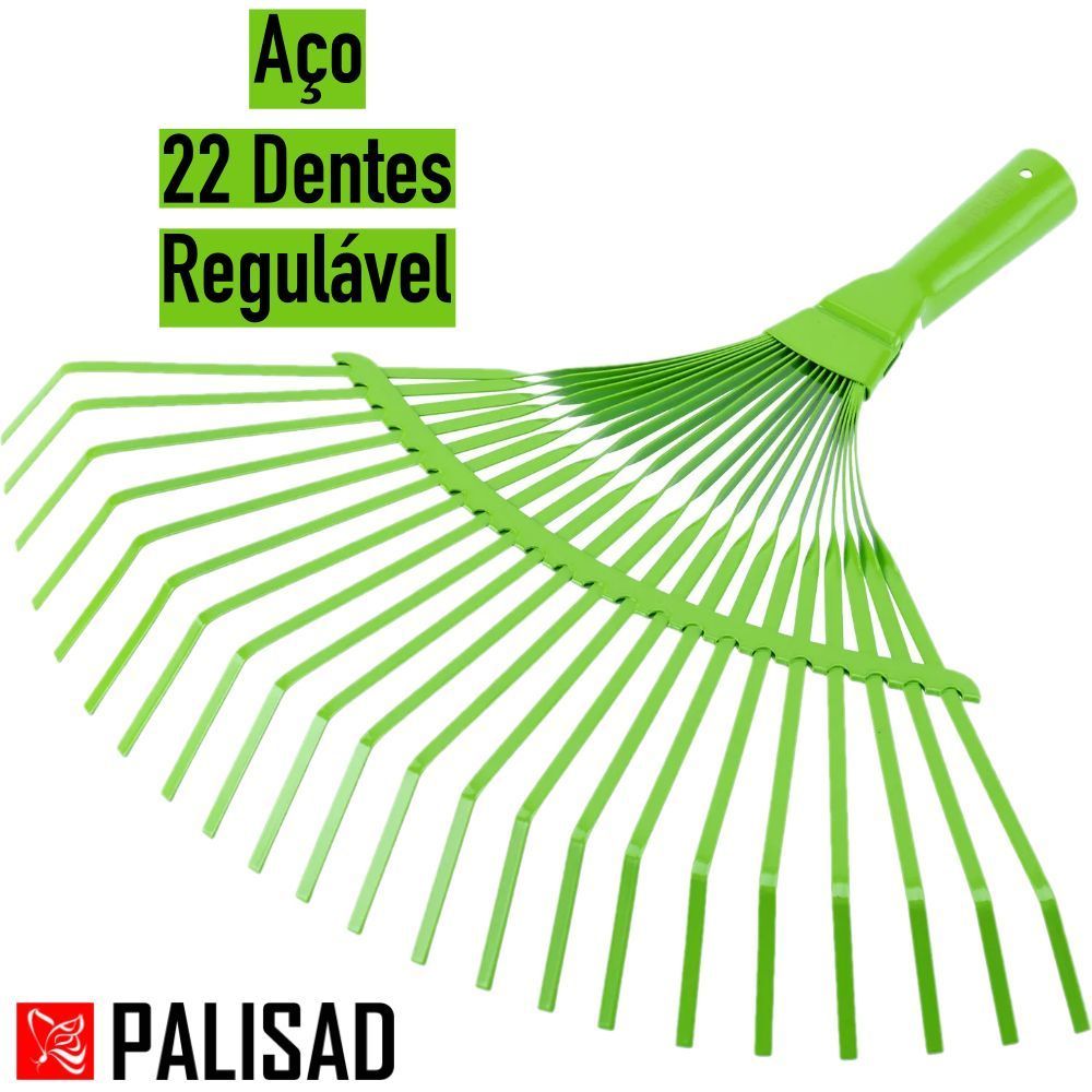 Vassoura Rastelo de Aço c/ 22 Dentes Regulável p/ Grama Jardim Sem Cabo em Oferta na Shopee