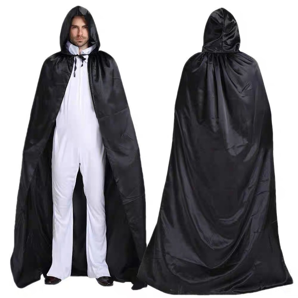 Detalhes do Capa de Vampiro Bruxa com Capuz Unissex Halloween A Freira Fantasia Pânico Mago Bruxo Cosplay Feiticeiro Mágico