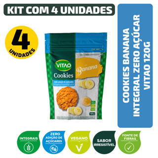 Kit Cookies Banana Integral Zero Açúcar Vitao 120G - 4 Unidades. em Oferta na Shopee