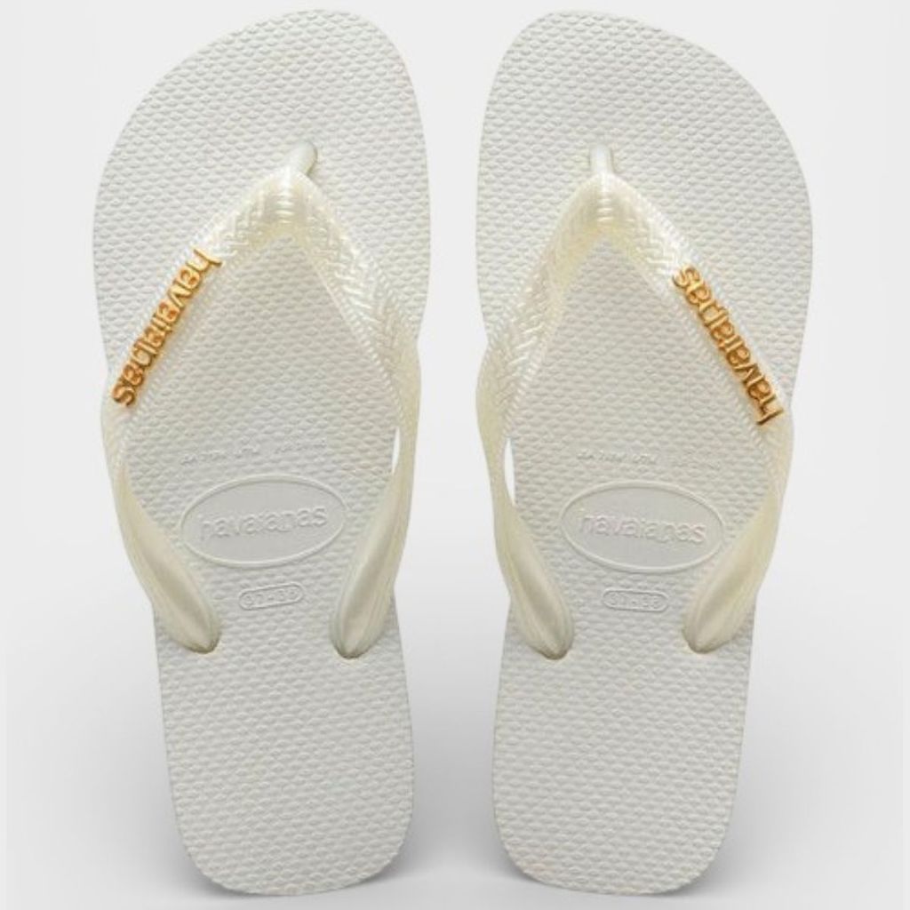 Chinelo Havaianas Top Logo Metallic - Branco em Oferta na Shopee