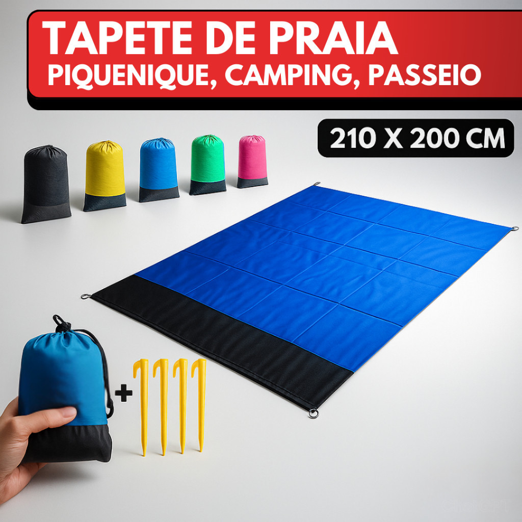 Tapete Impermeável Para Praia E Piquenique | 210x200cm | Camping