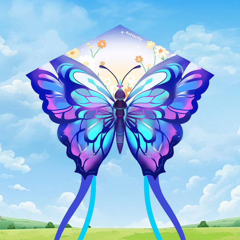 Sinfonia borboleta Kite 2025 novo estilo conjunto voando quadrado dos desenhos animados brisa fácil voando crianças Hand
