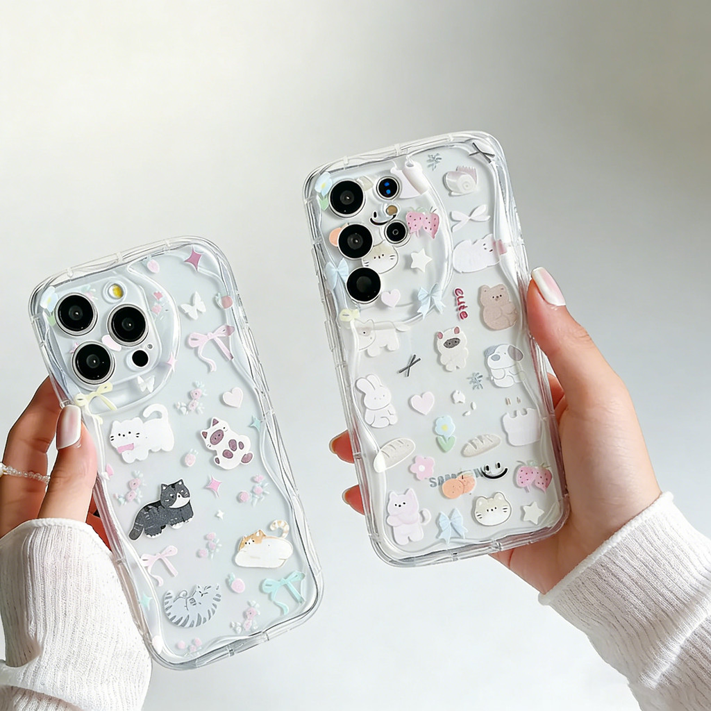 Invólucro Para Samsung Galaxy S25FE S26 S25 S24 S23 S22 Ultra S21 Plus S20 S21 FE Capa Gato Bonito Silicone Animal