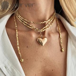 Colar Com Pingente De Coração De Amor MARVER , De Corrente Contas De Design Minimalista De Comprimento Longo , Estilo Vi