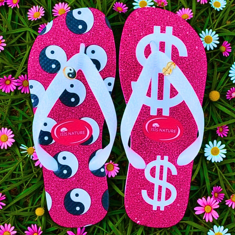 Chinelo Estampa Equilíbrio Yin Yang Rosa e Preto Diferenciado Novdade em Oferta na Shopee