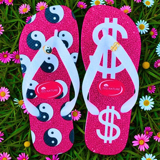 Chinelo Estampa Equilíbrio Yin Yang Rosa e Preto Diferenciado Novdade em Oferta na Shopee