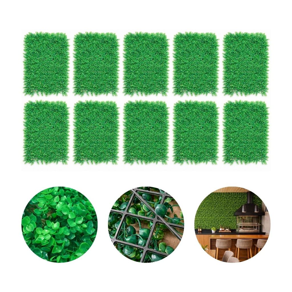 Kit 10 Placa Jardim Vertical Artificial Eucalipto Luxo 60x40