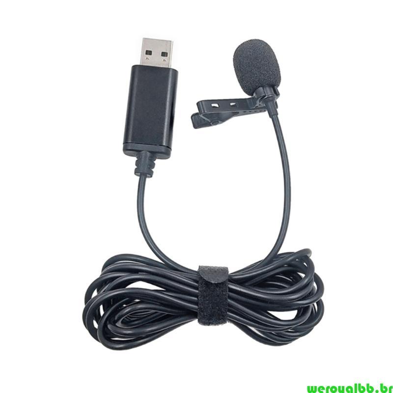 weroyalbb USB Portátil Clip-on Lapela Botão Microfone Fio Para PC