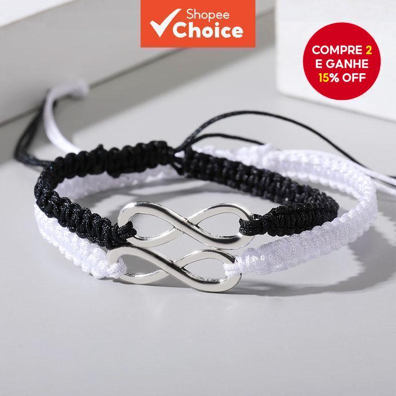 Conjunto De Pulseira De Casal Infinity – Boho Feito À Mão Combinando Com Joias Trançadas Da Sorte Para Amantes/Amigos em Oferta na Shopee