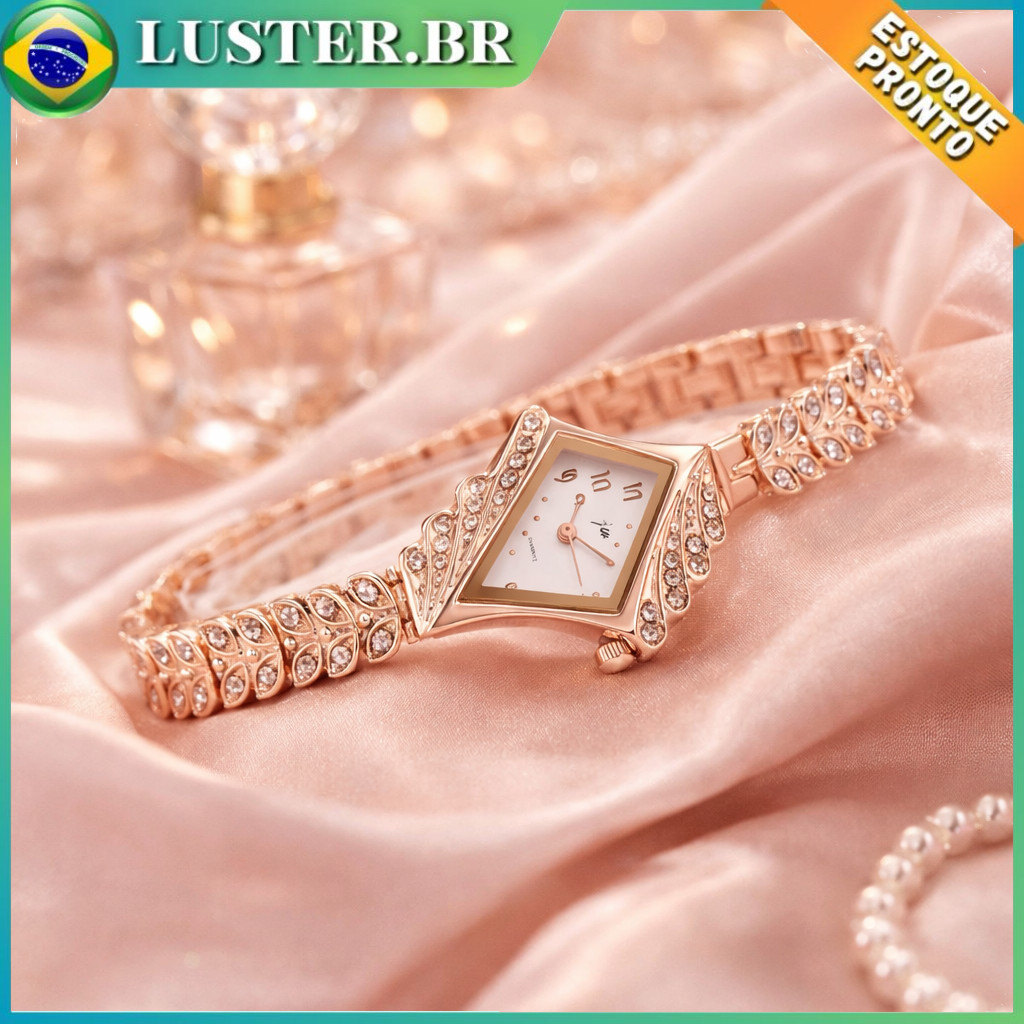 Relógio Quartzo Feminino Com Pulseira De Diamantes Moda E Luxuosa Casual Relógio Quartzo Rosa em Oferta na Shopee