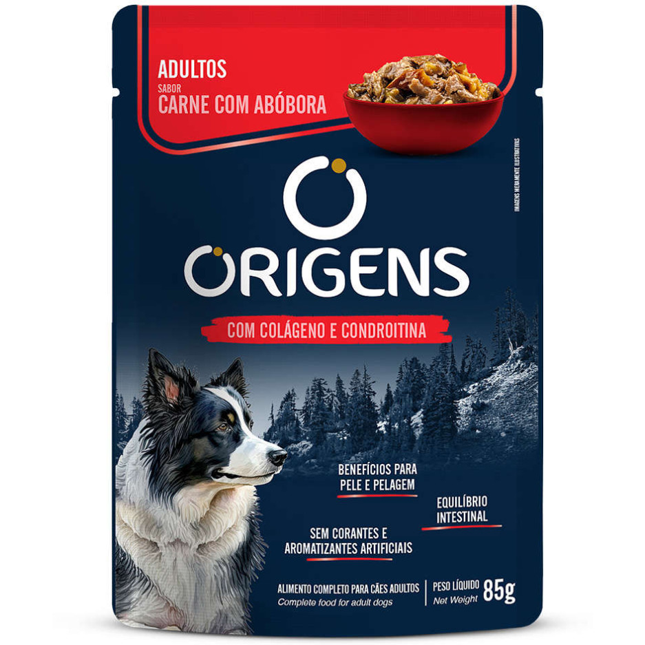 Origens Sache Cães Adultos Carne Com Abobora 85g Caixa 18 Un