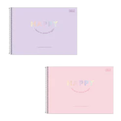 Caderno espiral capa dura cartografia 80 folhas Happy Tilibra