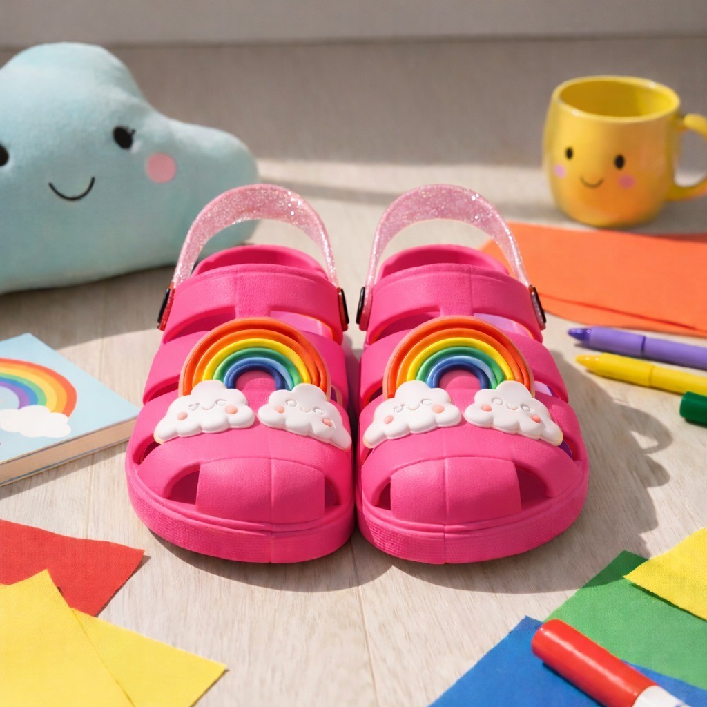 Sandalia Infantil Menina Criança Gladiadora SD Arco Íris Cores Confortável Antiderrapante