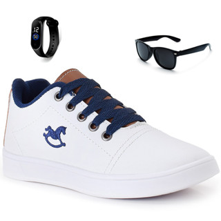 Kit Tênis Infantil Menino Casual Branco + Óculos Infantil + Relógio em Oferta na Shopee