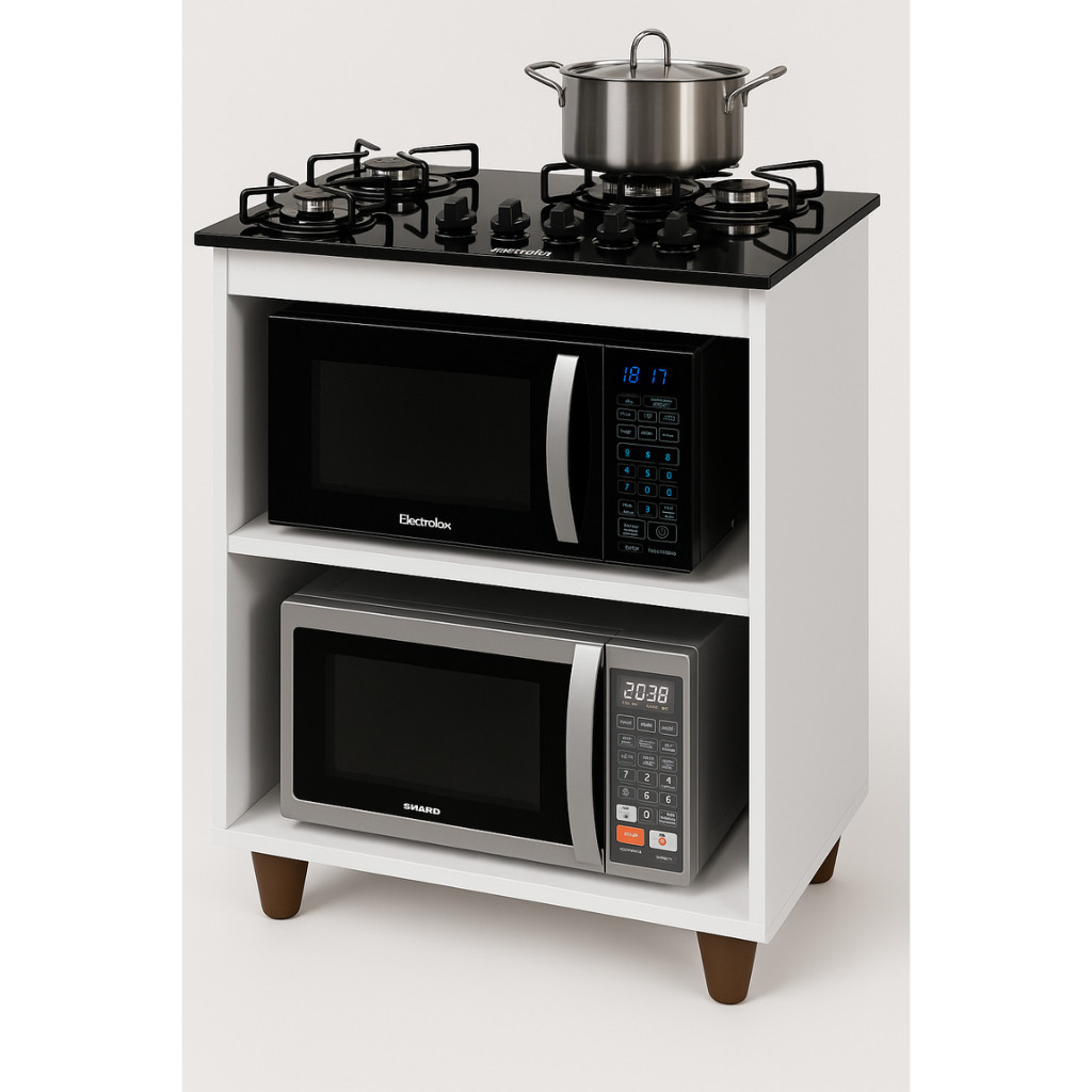 Kit Cooktop Itatiaia Essencial 5 e 4 Bocas Vidro Preto + Balcão Turim 5 Bocas