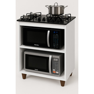 Kit Cooktop Itatiaia Essencial 5 e 4 Bocas Vidro Preto + Balcão Turim 5 Bocas