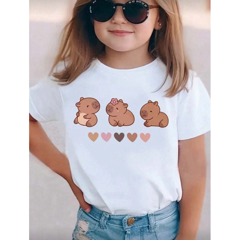 Camiseta Infantil Capivaras Apaixonadas – 100% Algodão Premium – Menina / Menino – Confortável e Estampada em Oferta na Shopee