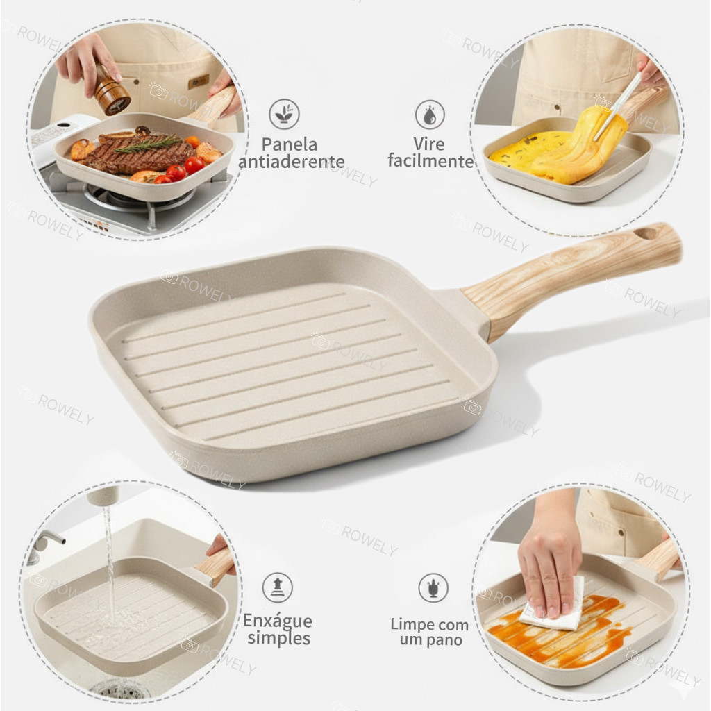 Frigideiras Panela Grelha Antiaderente para Refeições Deliciosas Fácil de Limpar Cozinhe