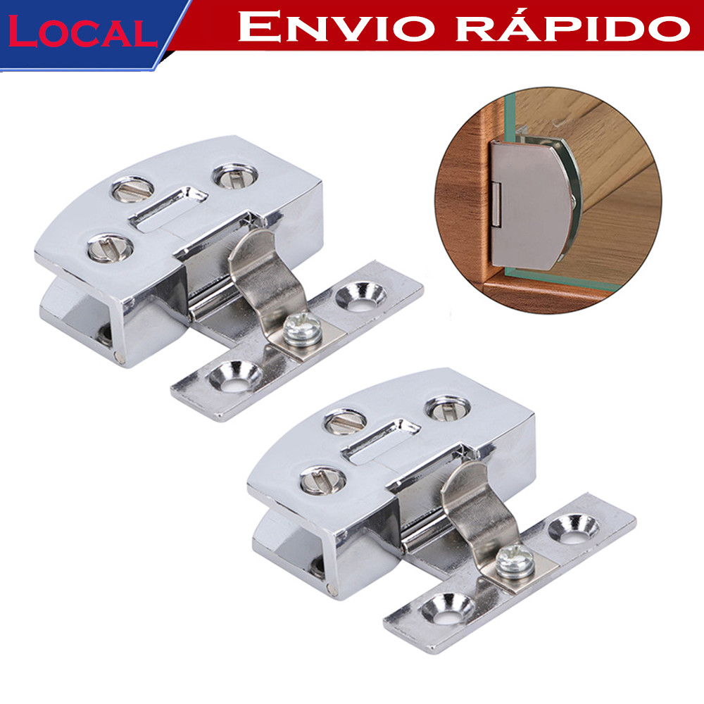 Pacote 2 Dobradiças Vidro 90° Sem Moldura Aço Inoxidável 5-8mm 2 Parafusos Inclusos Prateada