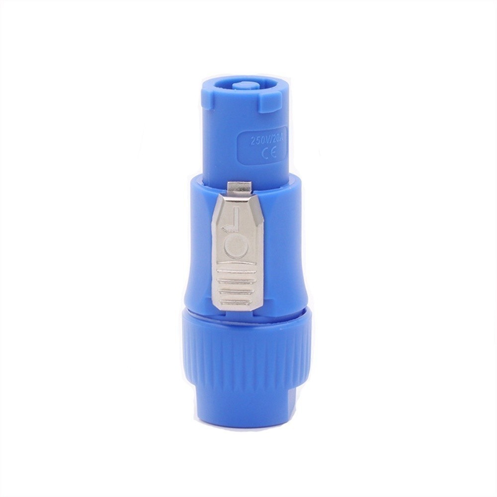 conjunto de 5 conectores plug speakon macho linha powercon 3 polos azul — imagem 2 de 2