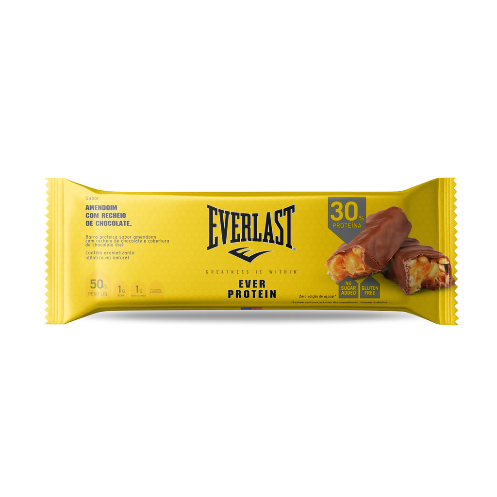 Barra de Proteína - Sabor Amendoim - 8 Unidades - Everlast Suplementos em Oferta na Shopee