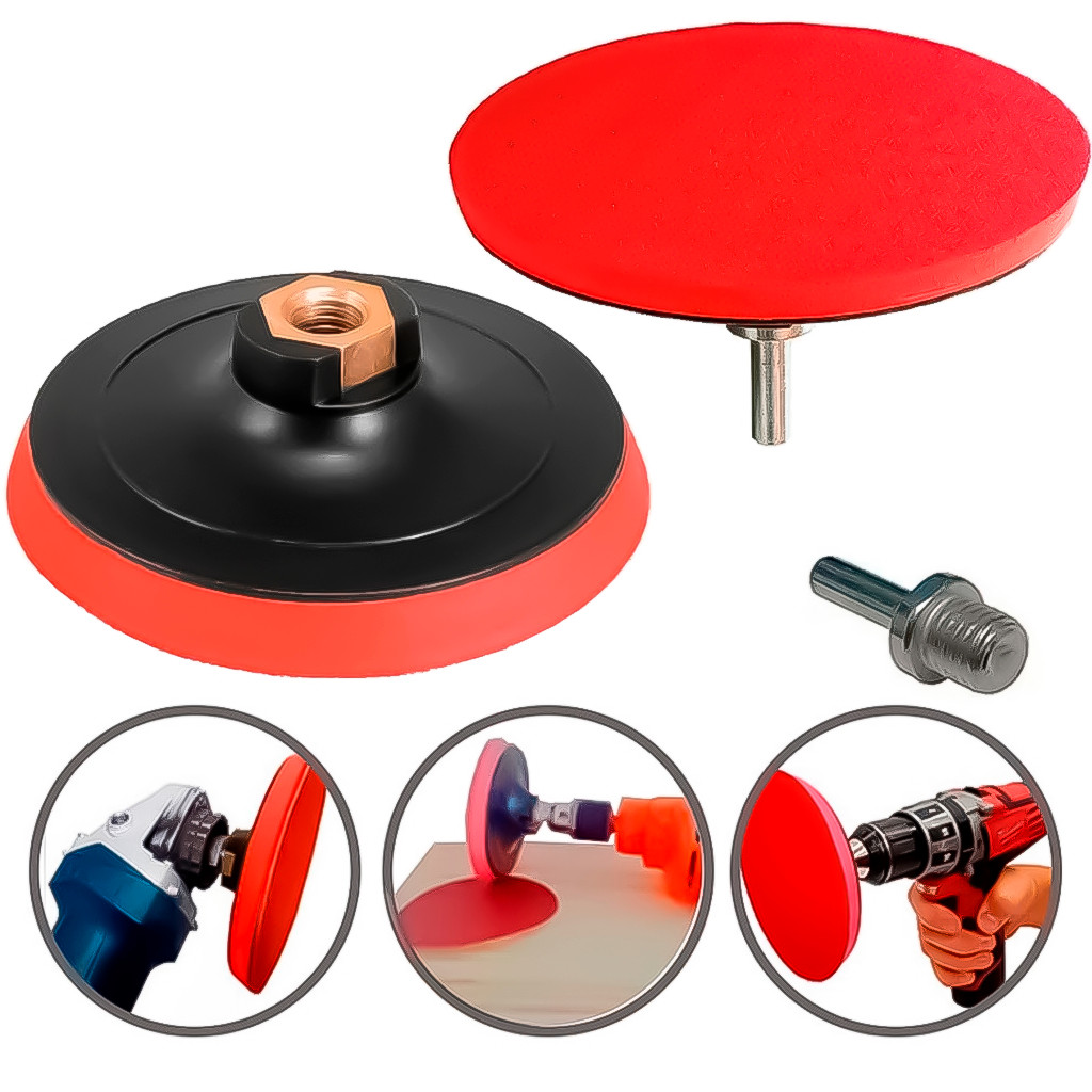 Suporte Para Lixa Com Velcro 125mm Com Rosca + Adaptador M14 Lixadeira Esmerilhadeira Parafusadeira