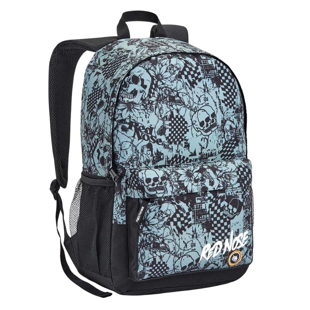 Mochila Costas Red Nose Masculina Casual Cinza Caveira Escolar