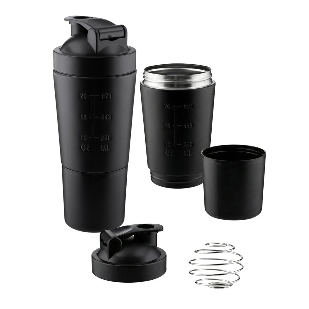 Garrafa Coqueteleira Inox 750ml Preta Shake Gym Suplementos Proteína Academia