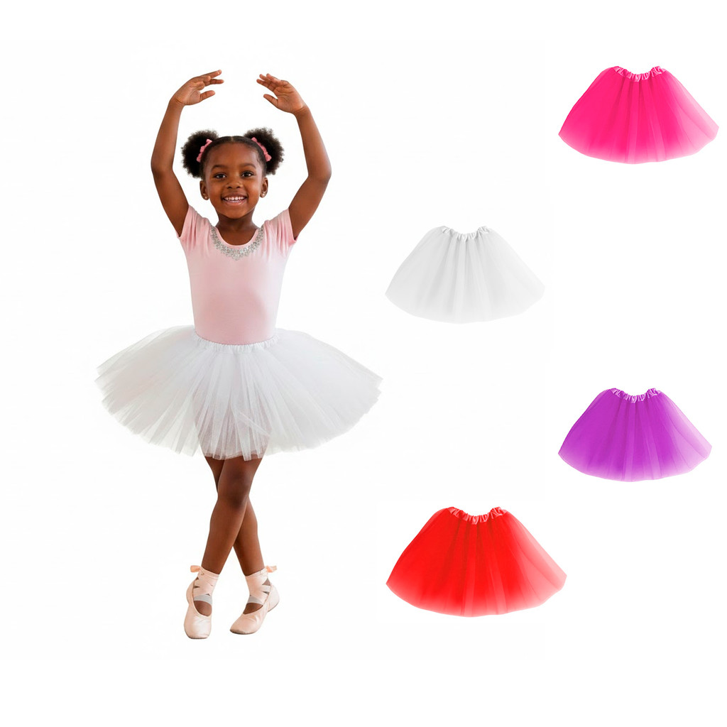 Saia tutu bailarina festa carnaval ballet 1 a 7anos dupla infantil smash de cake ensaio fotográfico menina envio rápido em Oferta na Shopee
