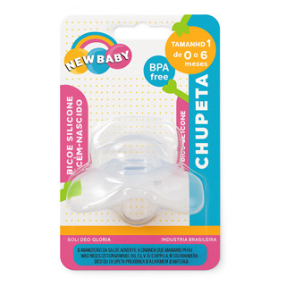 Chupeta New Baby Soft Silicone Assimétrica Transparente Tam 01 em Oferta na Shopee