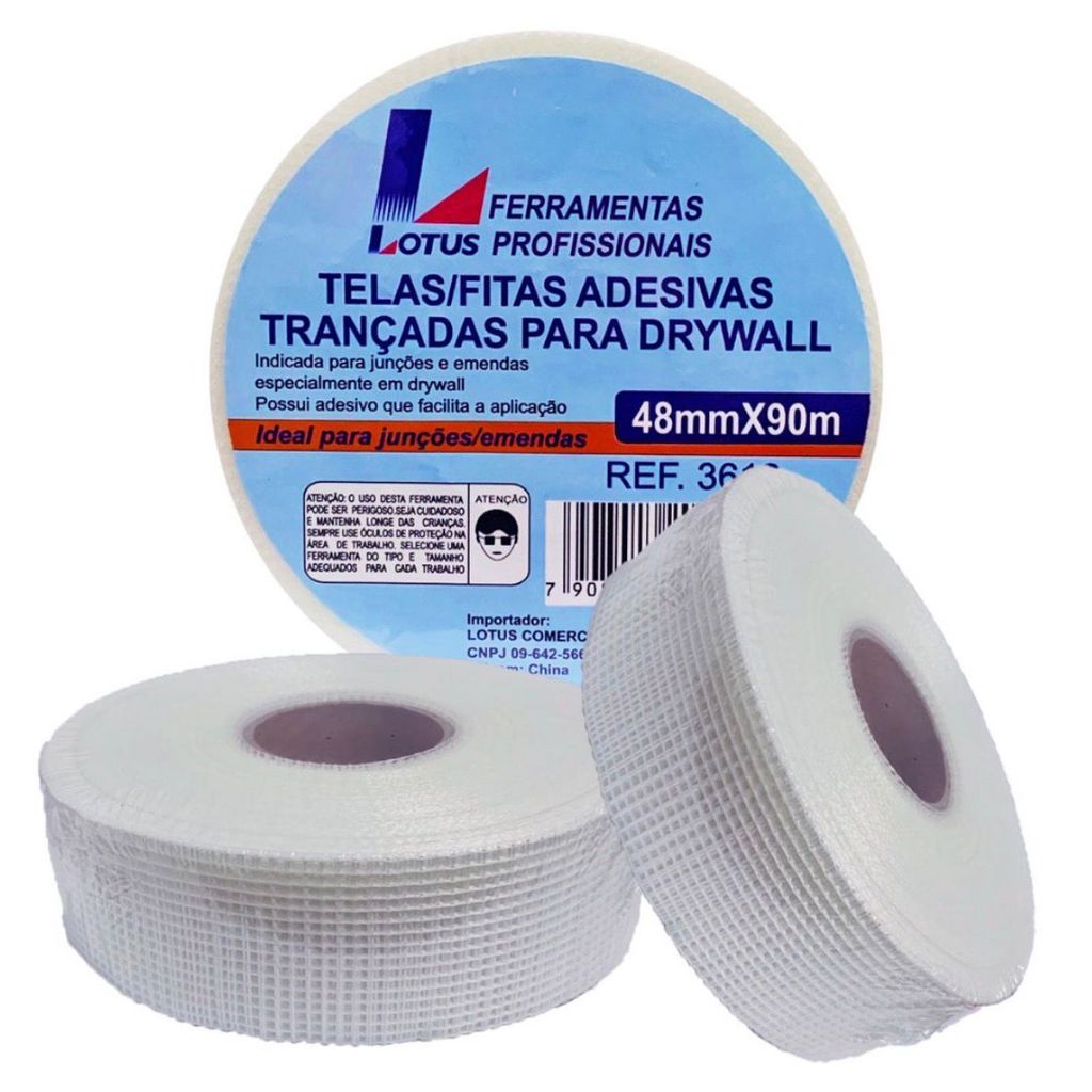Fita Telada Auto Adesiva P/ Reparos Drywall Gesso 90mx48mm Junta Trincas Serve Para Isopor