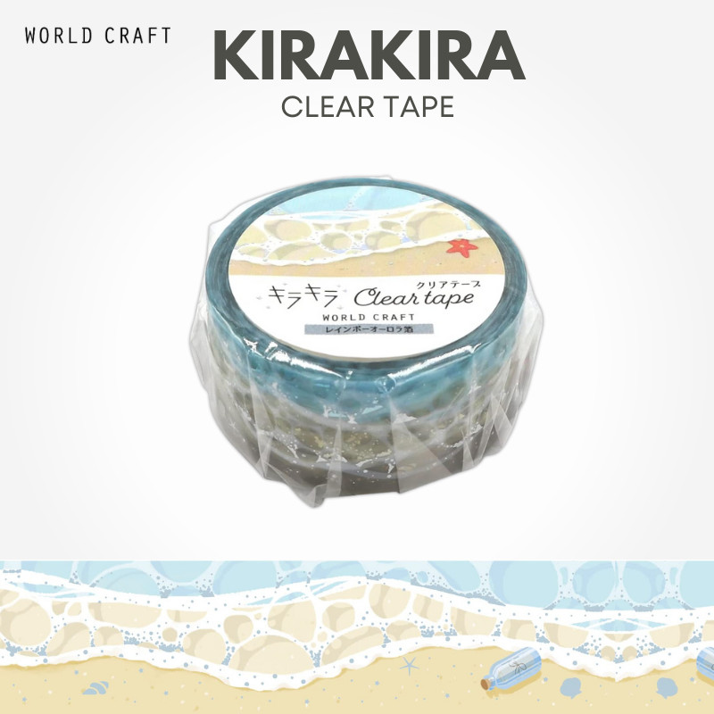 WORLD CRAFT KIRAKIRA Clear Tape - Rainbow Aurora Foil, Beach KCT20-018