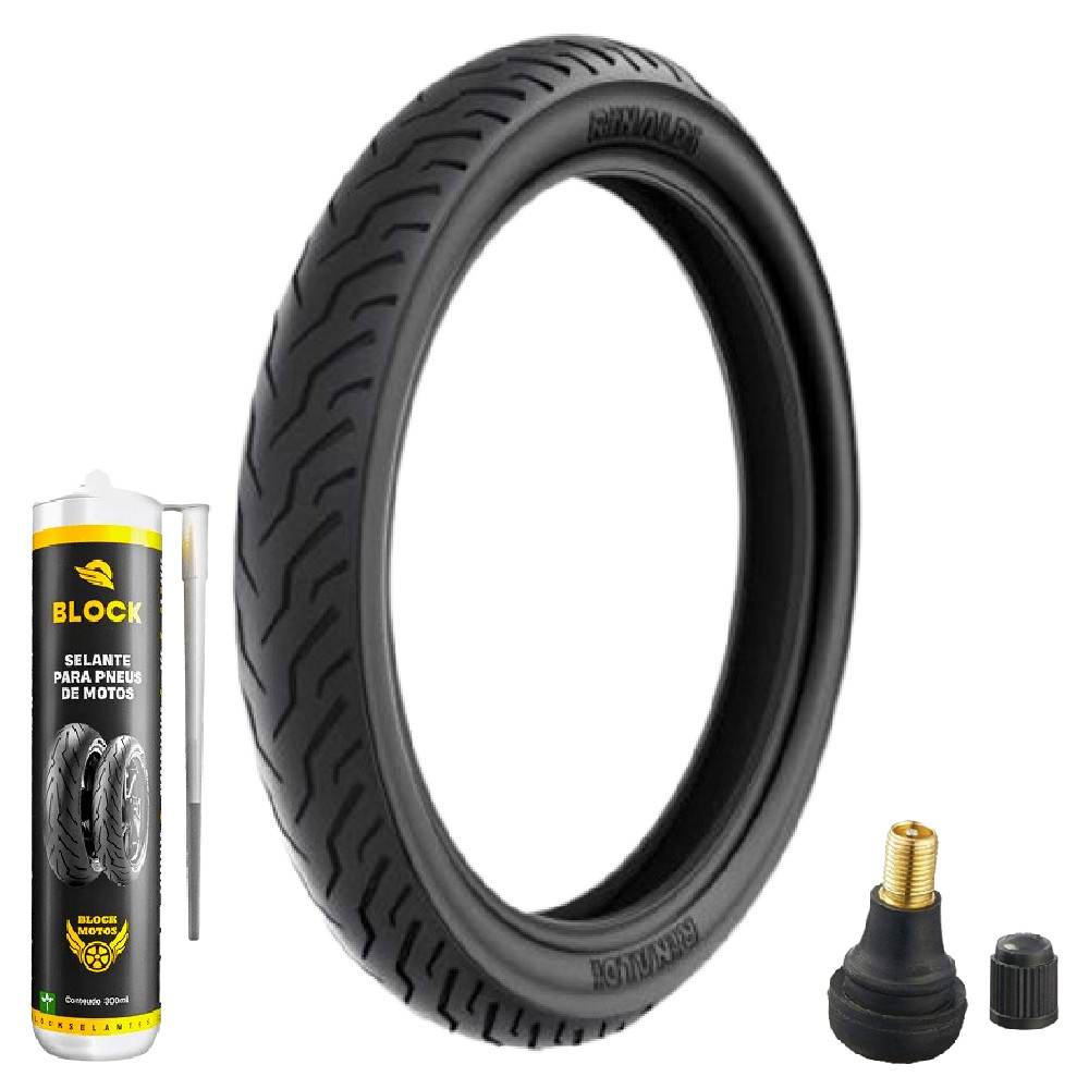 Pneu Cg 160 Fan 80/100-18 Tl Ss48 Rinaldi + Bico + Selante