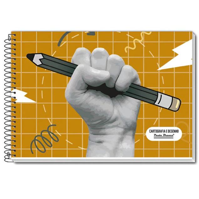CADERNO DE CARTOGRAFIA E DESENHO UNIVERSITÁRIO CAPA DURA 60 FOLHAS CAPA 1 - PAUTA BRANCA