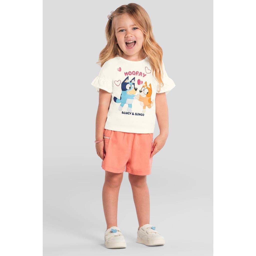 Blusa infantil menina da Bluey com glitter Brandili 1 em Oferta na Shopee