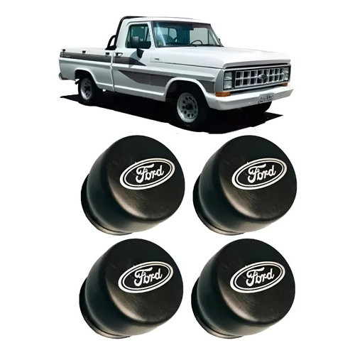 Jogo Calota Centro De Roda Ford F1000 Até Ano 1992 (4 Pçs)   Preto