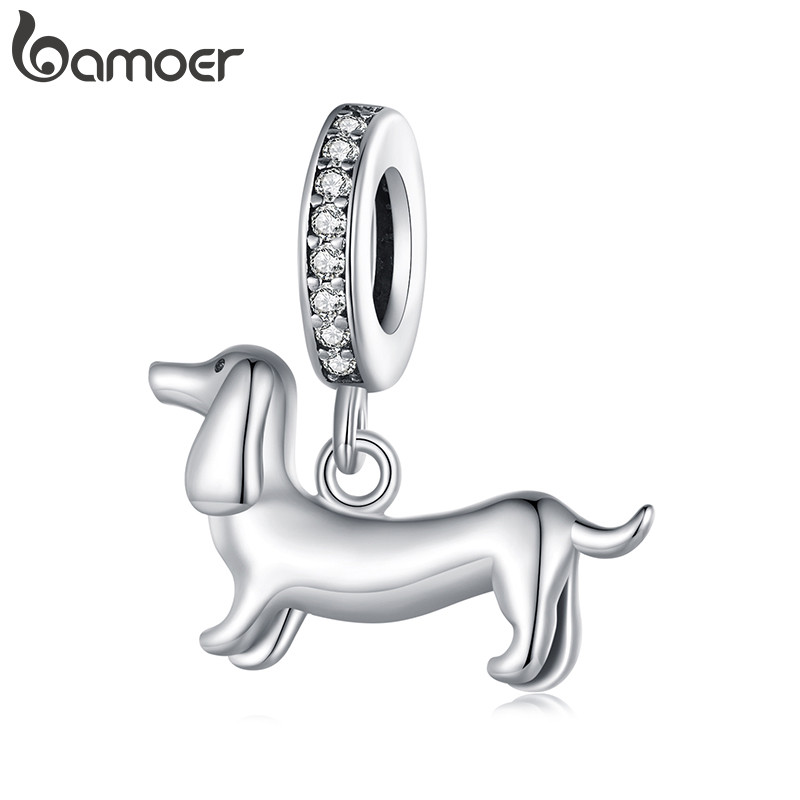 Bamoer Bead Dachshund Pingente DIY Pulseira Colar Acessórios Para Presentes Femininos